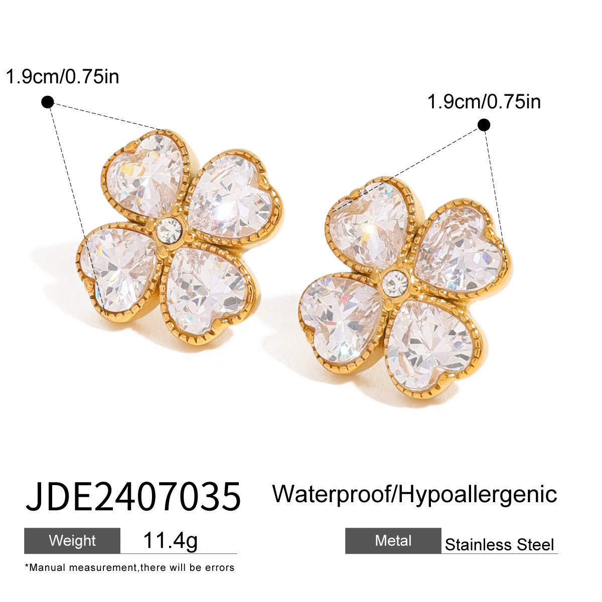 Stainless Steel Zircon Four-leaf Clover Heart Necklace Jewelry