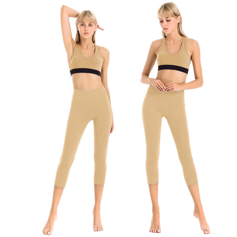 Yoga Suit Female Summer New Professional Yoga Suit Sexy Beautiful Back Tight-Fitting Hollow Sports Fitness Suit Two-Piece
