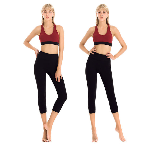 Yoga Suit Female Summer New Professional Yoga Suit Sexy Beautiful Back Tight-Fitting Hollow Sports Fitness Suit Two-Piece