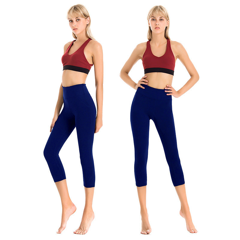 Yoga Suit Female Summer New Professional Yoga Suit Sexy Beautiful Back Tight-Fitting Hollow Sports Fitness Suit Two-Piece