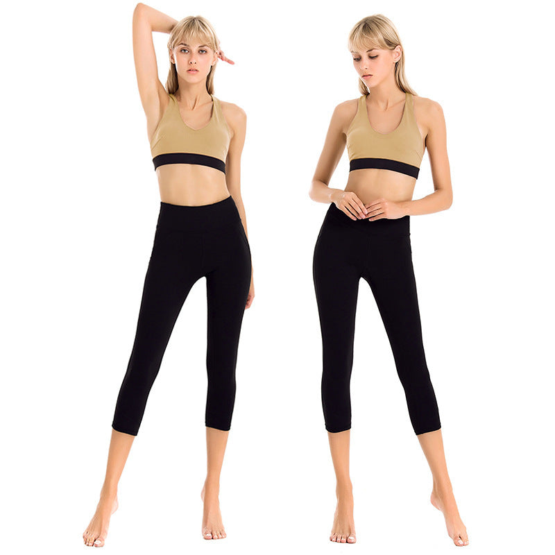 Yoga Suit Female Summer New Professional Yoga Suit Sexy Beautiful Back Tight-Fitting Hollow Sports Fitness Suit Two-Piece