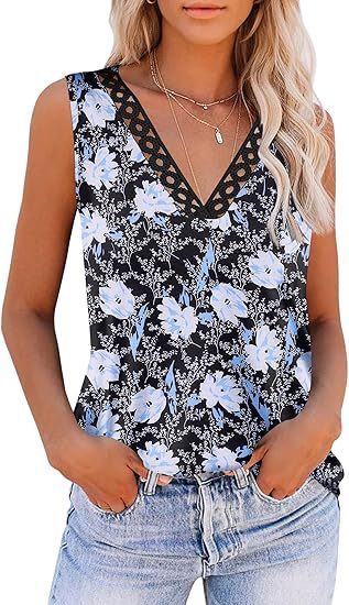 Women's Positioning Printed V-neck Lace Vest