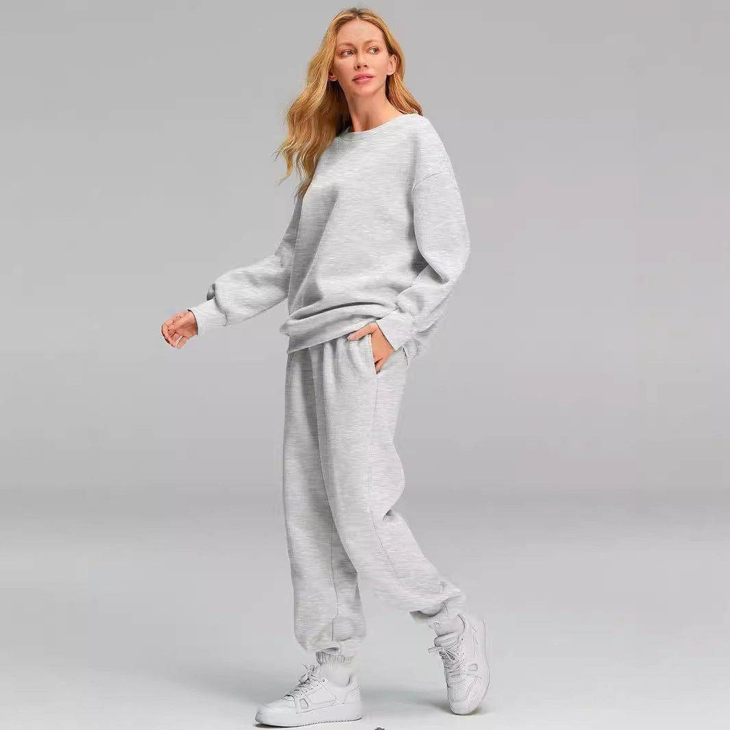 Round Neck Pullover Casual Long Sleeve Sweater Suit