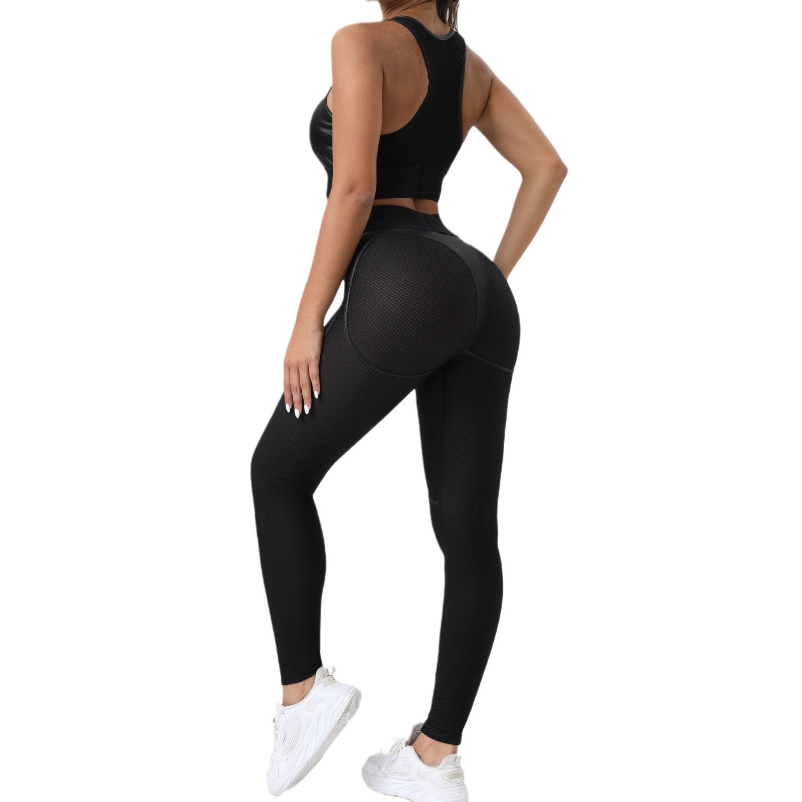 Patchwork Sexy Sports Bra Hip Lifting Trousers Fitness Two-piece Set