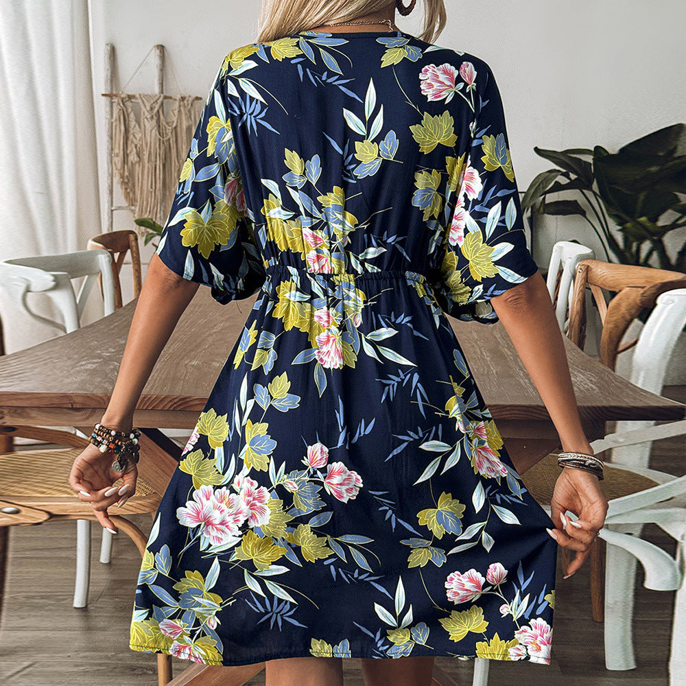 Printing Hand Crochet Bead Stitching Cailco Dress