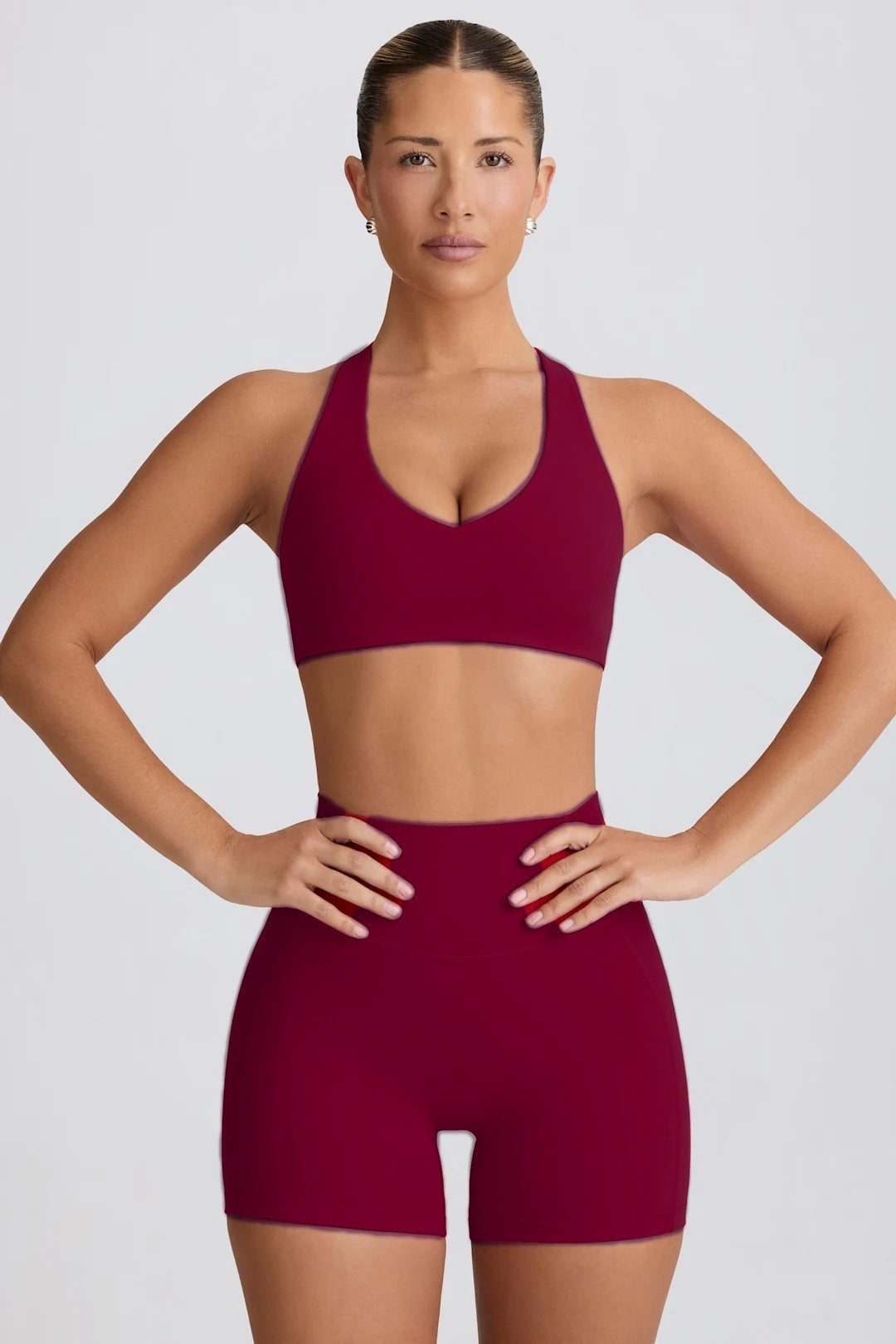 Yoga Suit Peach Hip Nude Feel High Waist Shorts Sports Top Two-piece Set