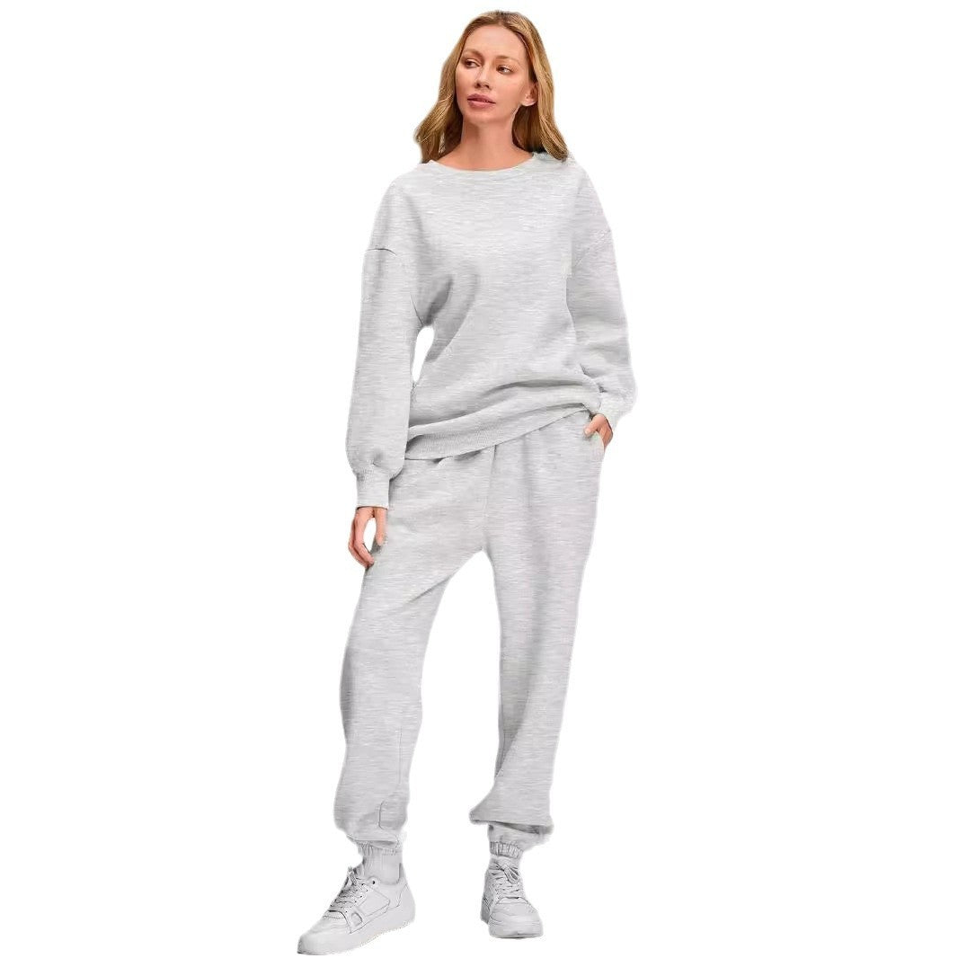Round Neck Pullover Casual Long Sleeve Sweater Suit