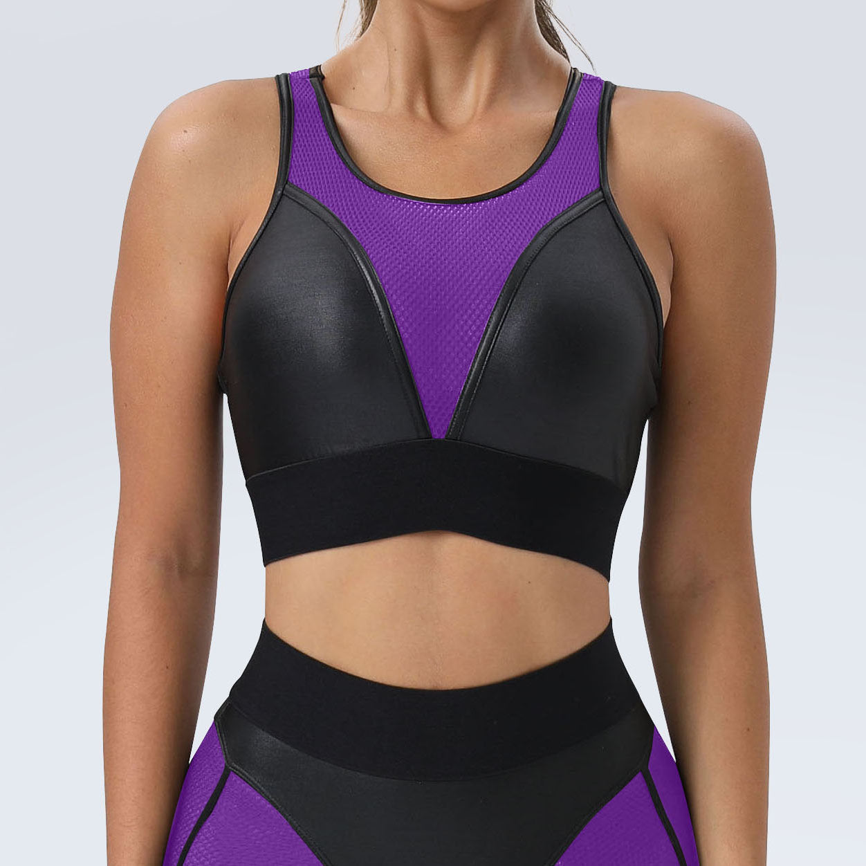 Patchwork Sexy Sports Bra Hip Lifting Trousers Fitness Two-piece Set