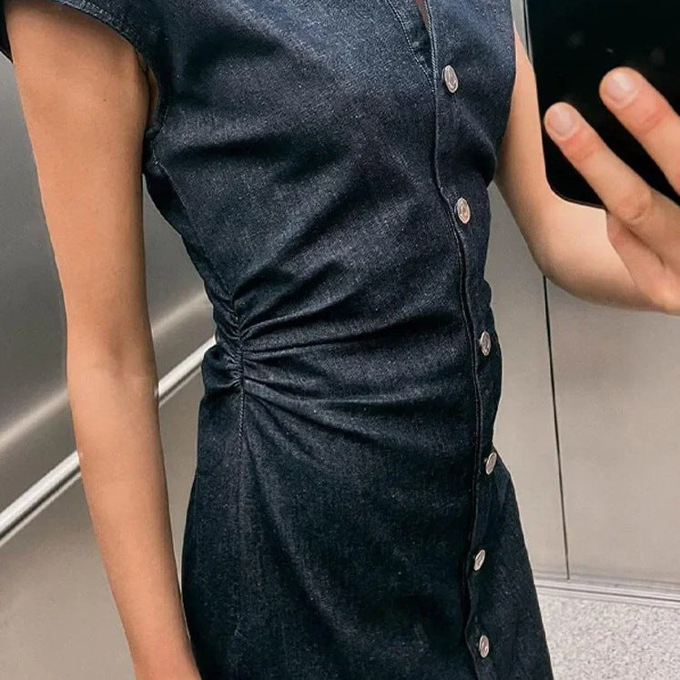 Women's Denim Shirt Long Dress