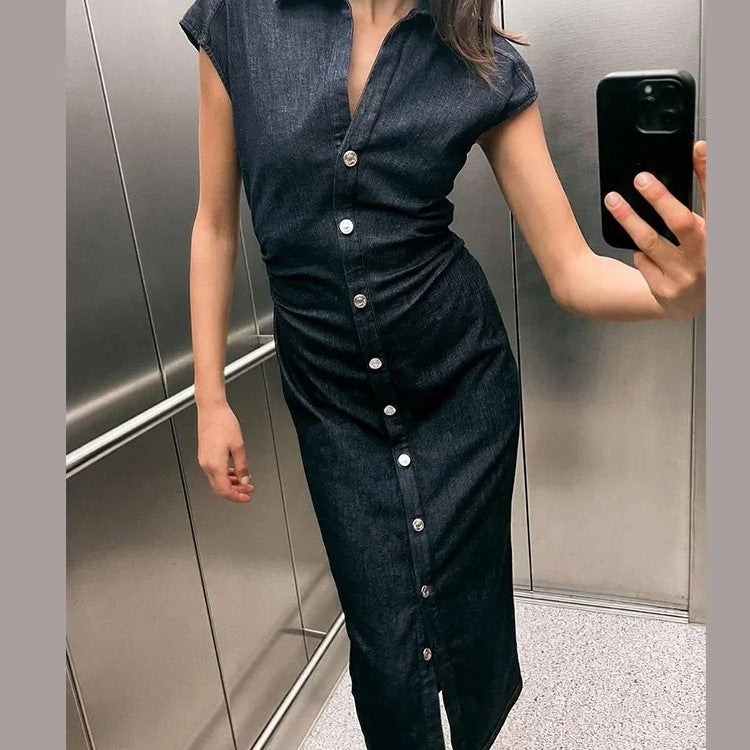 Women's Denim Shirt Long Dress