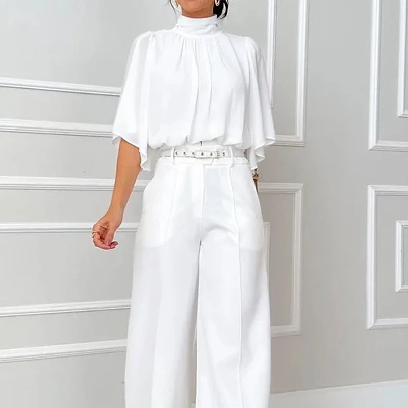 Summer New Half Collar Top Two-piece Set