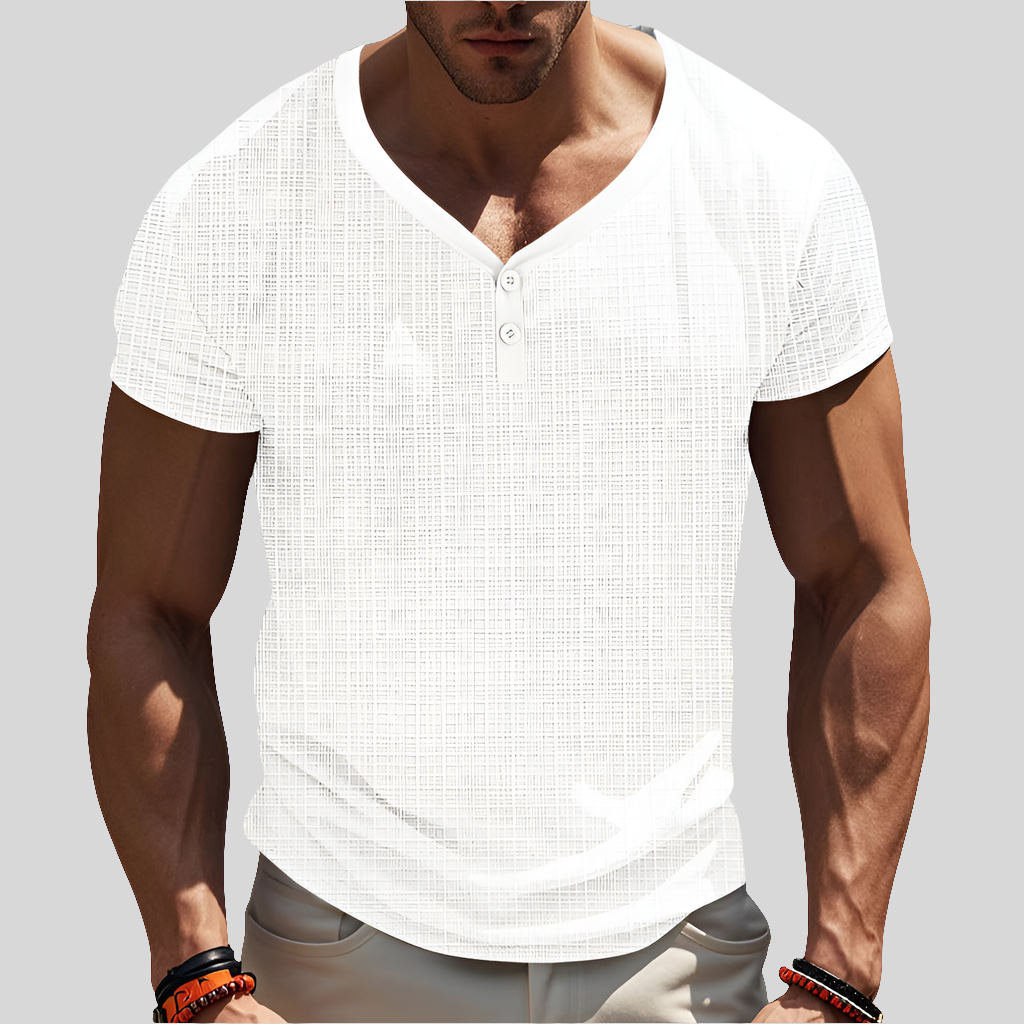 American Summer Men's V-neck Loose Breathable Short Sleeve