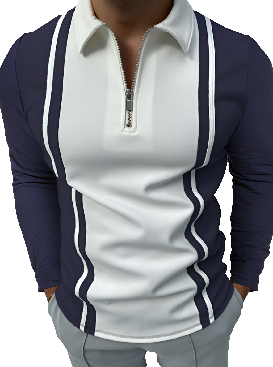 Printed Long-sleeved Polo Shirt Zipper Men's T-shirt