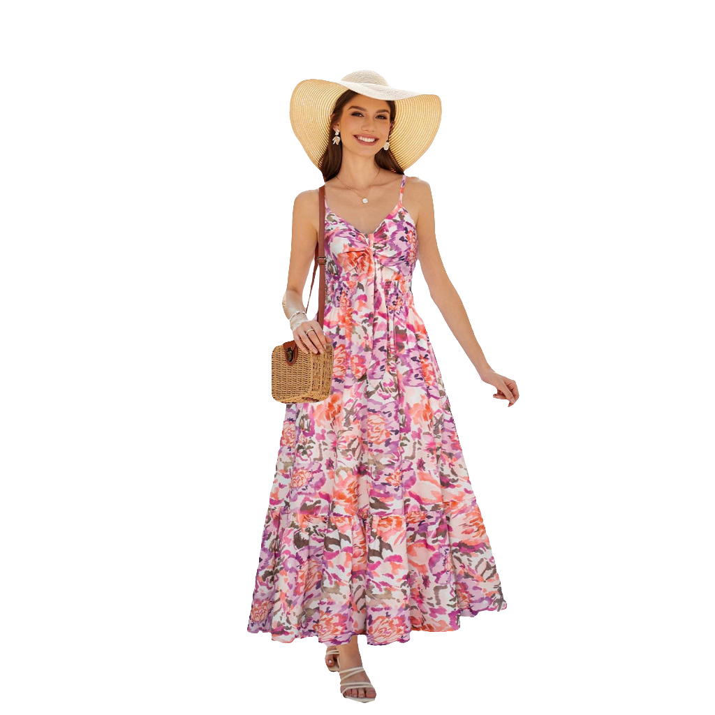 Bohemian Printing Slip Dress Vacation