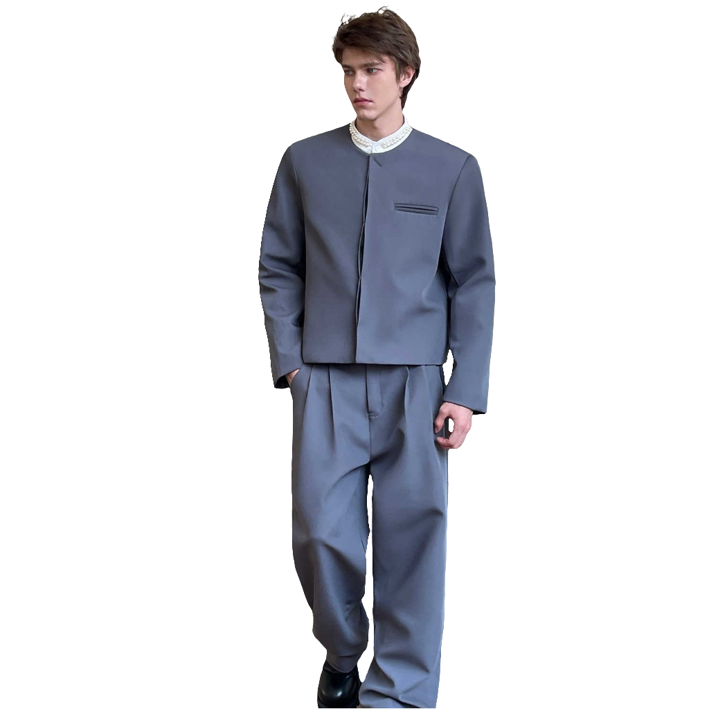 Solid Color Minimalist High-grade Wide Shoulder Temperament Suit Set