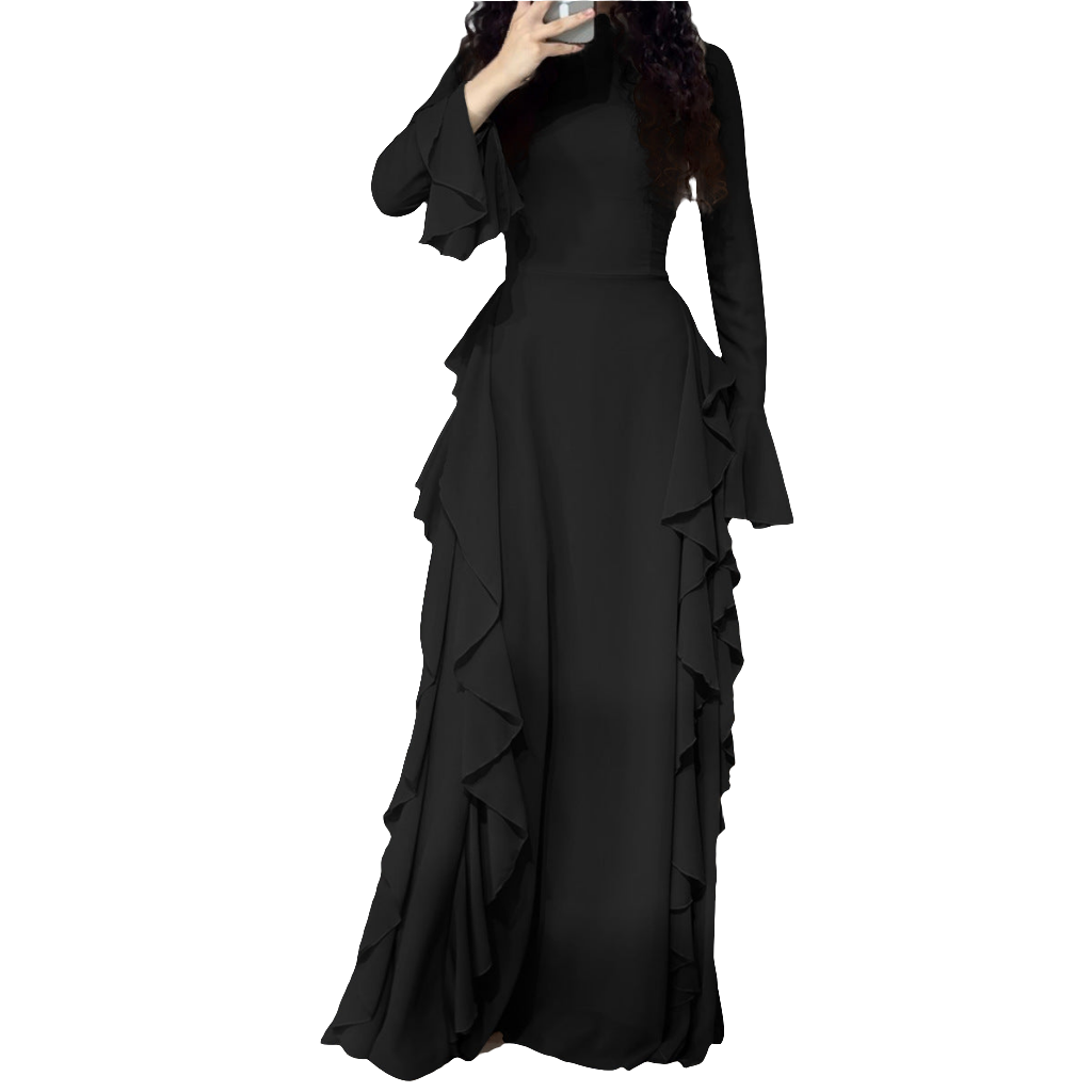 Elegant High Waist Design Bell Sleeve Dress