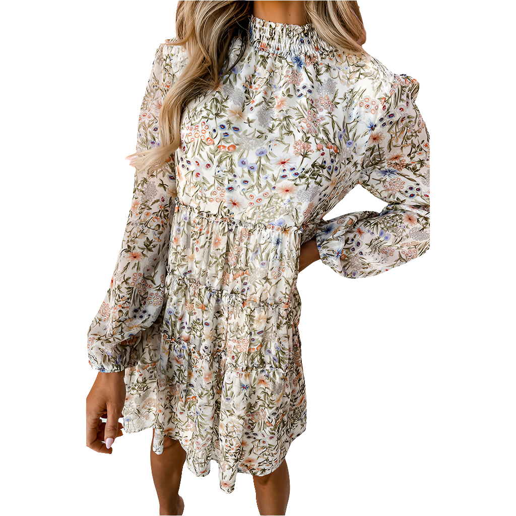 Loose High Waisted Floral Print Dress