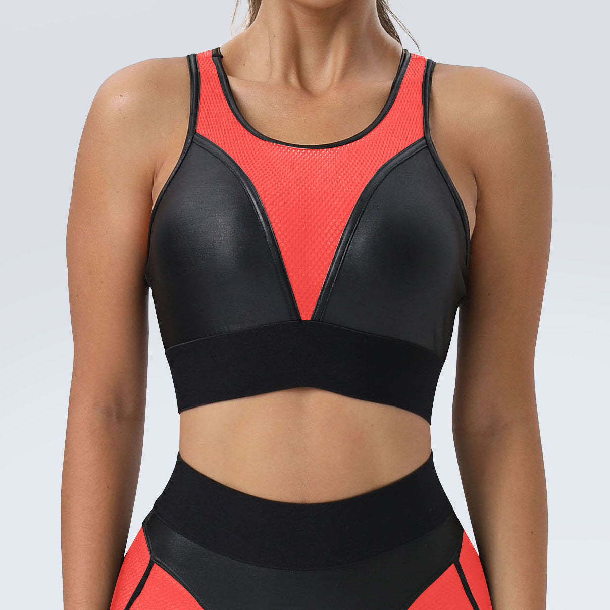 Patchwork Sexy Sports Bra Hip Lifting Trousers Fitness Two-piece Set