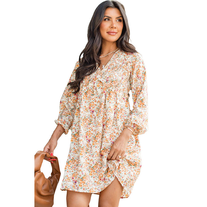 Fashion Vacation Style Flower Printing Dress