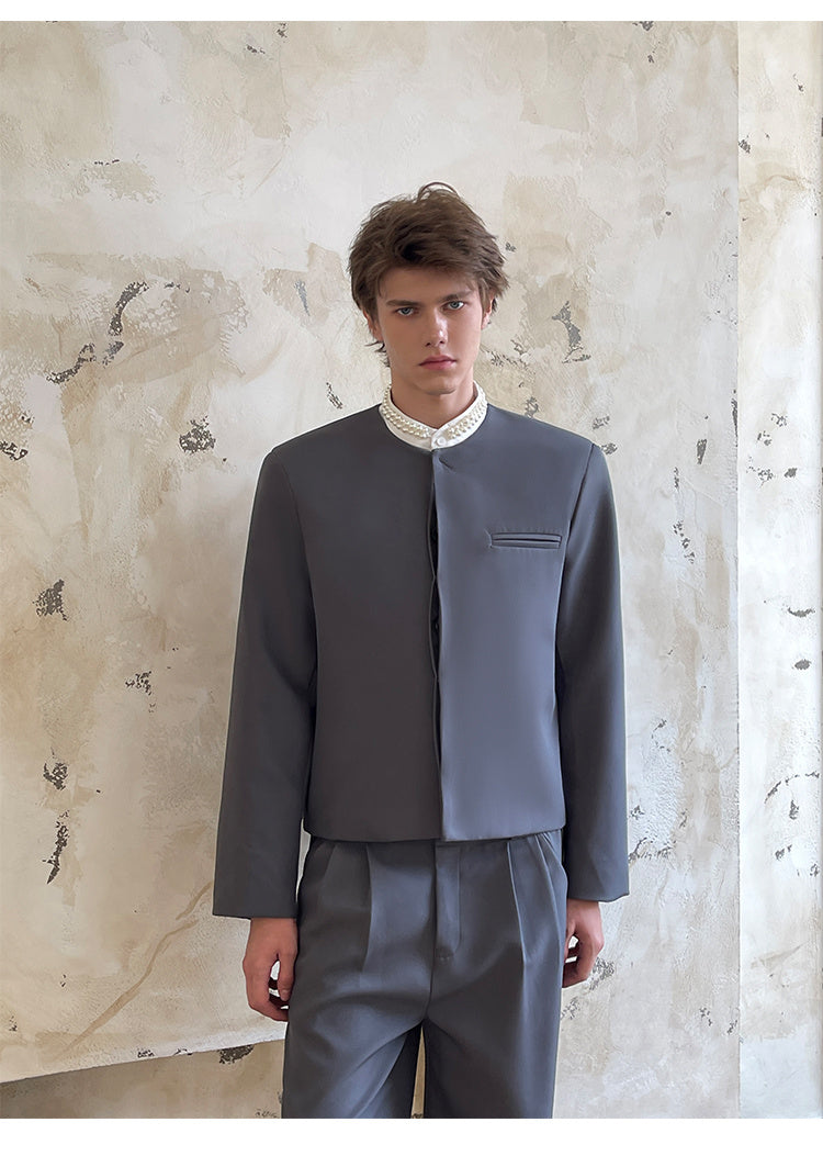 Solid Color Minimalist High-grade Wide Shoulder Temperament Suit Set