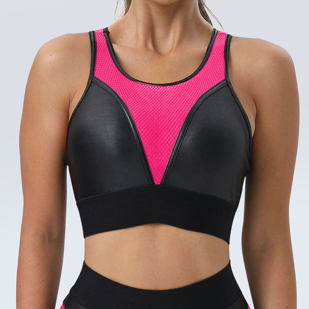 Patchwork Sexy Sports Bra Hip Lifting Trousers Fitness Two-piece Set