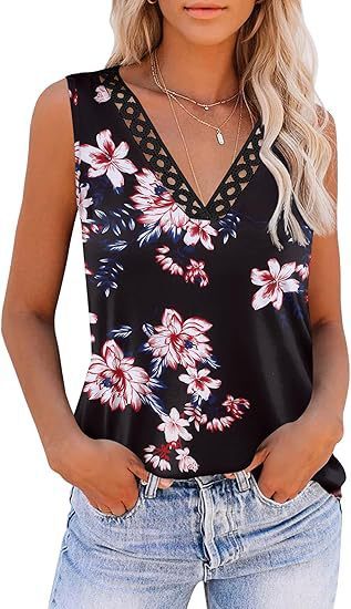 Women's Positioning Printed V-neck Lace Vest