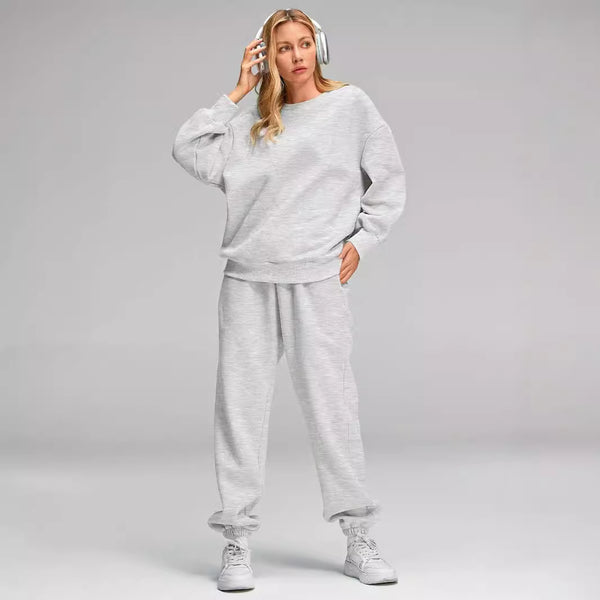 Round Neck Pullover Casual Long Sleeve Sweater Suit